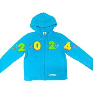 Disneyland 2024 Zip Hoodie Blue Buzz Lightyear Tinkerbell Unisex 10-12 youth